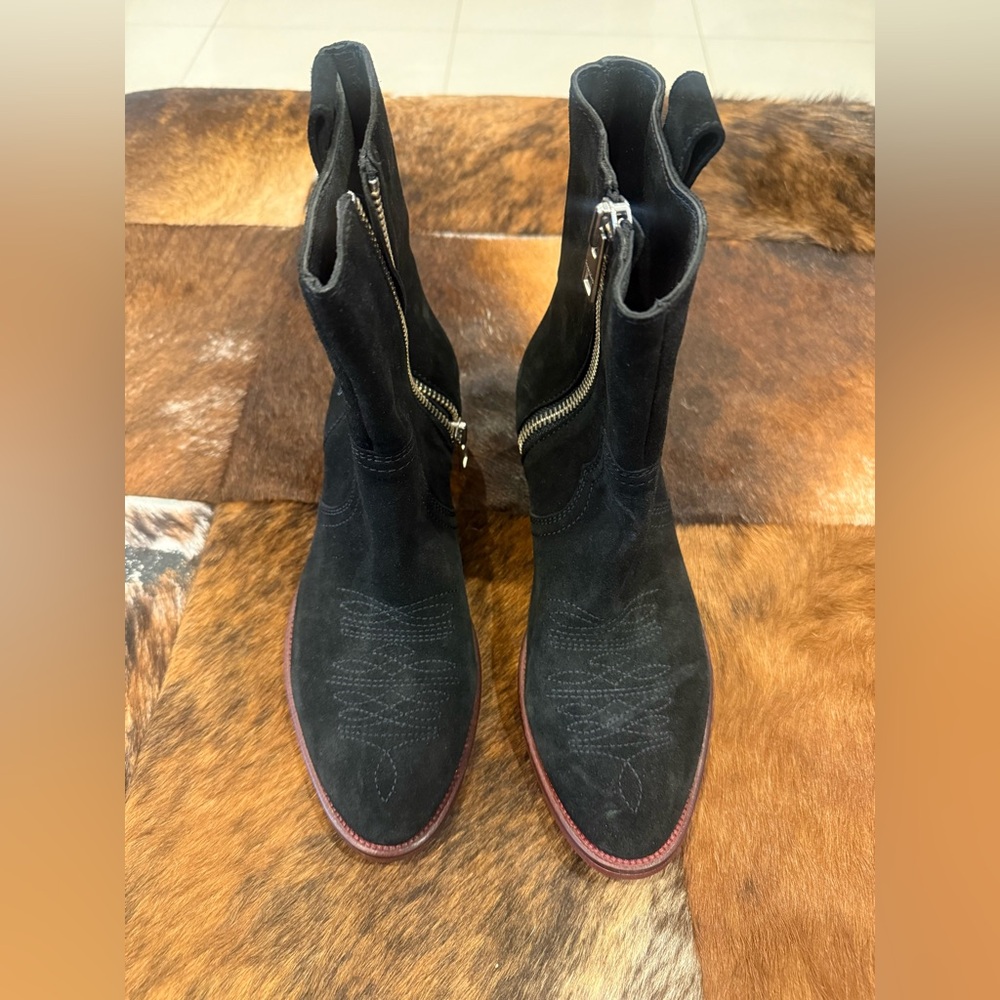 New Zadig and Voltaire Pilar Suede Western Booties - Picture 2 of 10